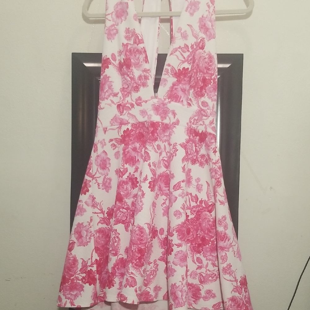 Floral Pink and White Halter Dress